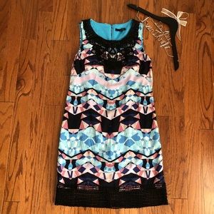 Sangria Size 4 Blue Dress with Crotchet Accent